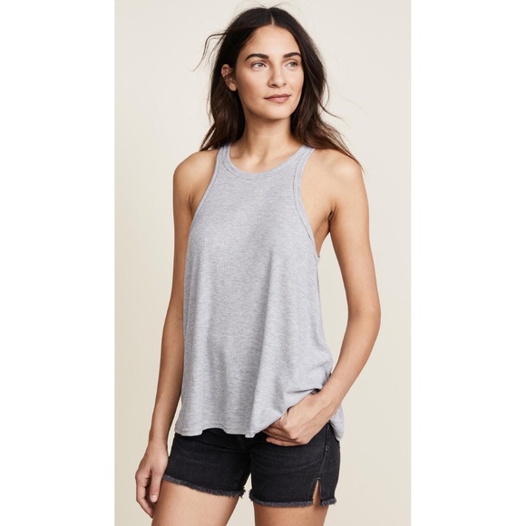 Free People Tops - NWT Free People Long Beach Ribbed Tank Top in Grey